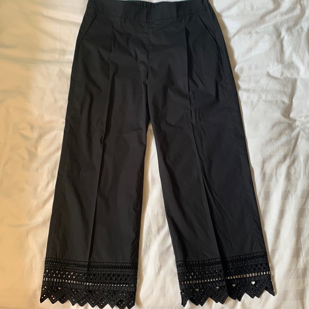 Seventy Black Cropped Pants with Lace Hem